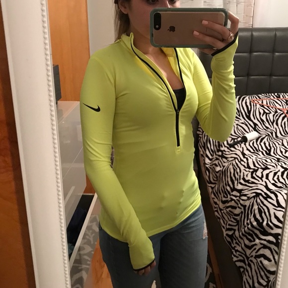 Nike Tops - Nike Dri-Fit Neon Yellow Half Zip